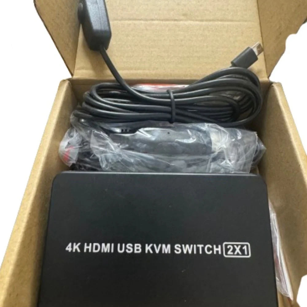 4K 2X1 HDMI USB KVM Switch 2 Port HDMI KVM Selector for 2 Computer Sharing New